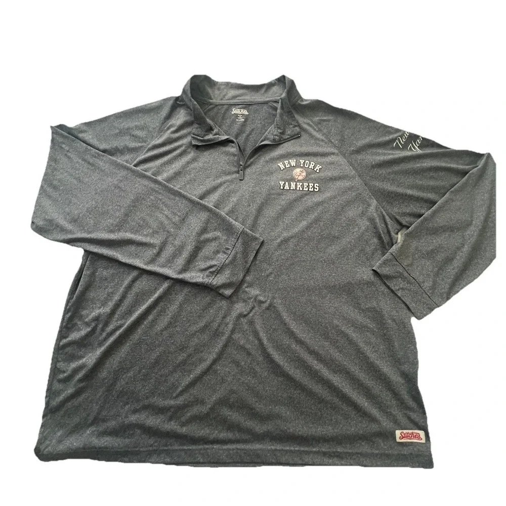 Stitches New York Yankees Quarter Zip Pullover‎ 3XL Gray MLB (169)